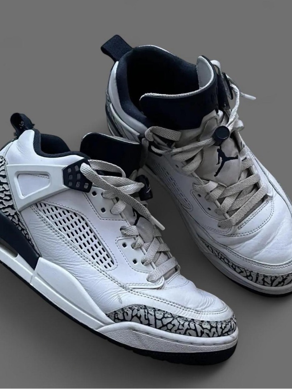 Jordan Men's White and Black Retro Sneakers with Elephant Print